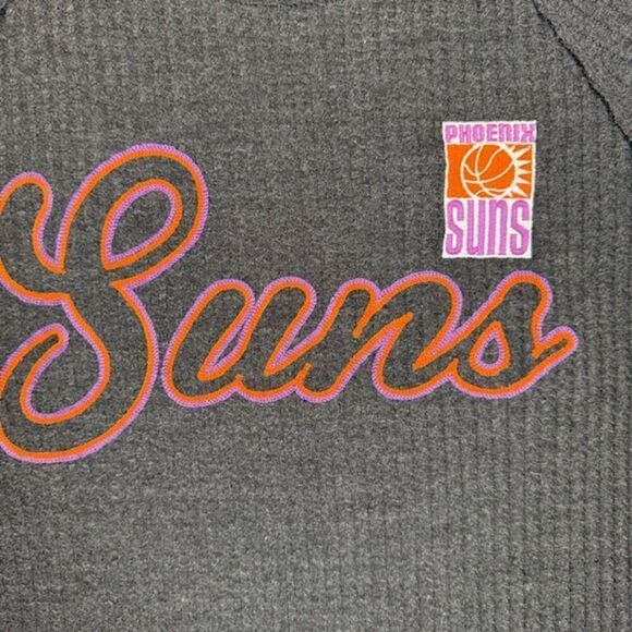 G-III For Her Phoenix Suns Waffle Knit Slub Shirt Kangaroo Pocket Crew Large - Picture 2 of 13
